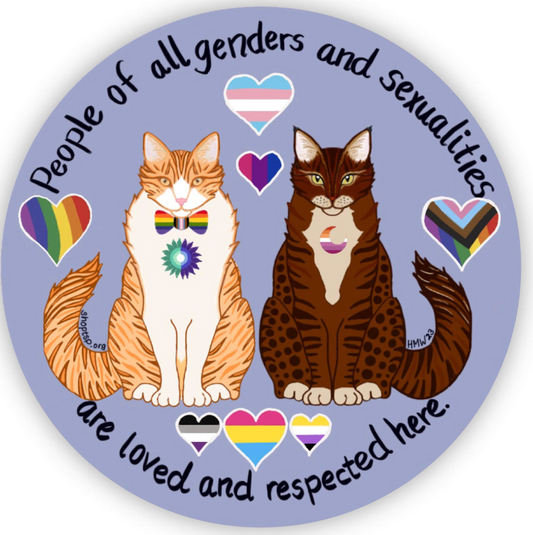 #007 & #001: "People Of All" Pride Cats Vinyl 3"x3" Sticker