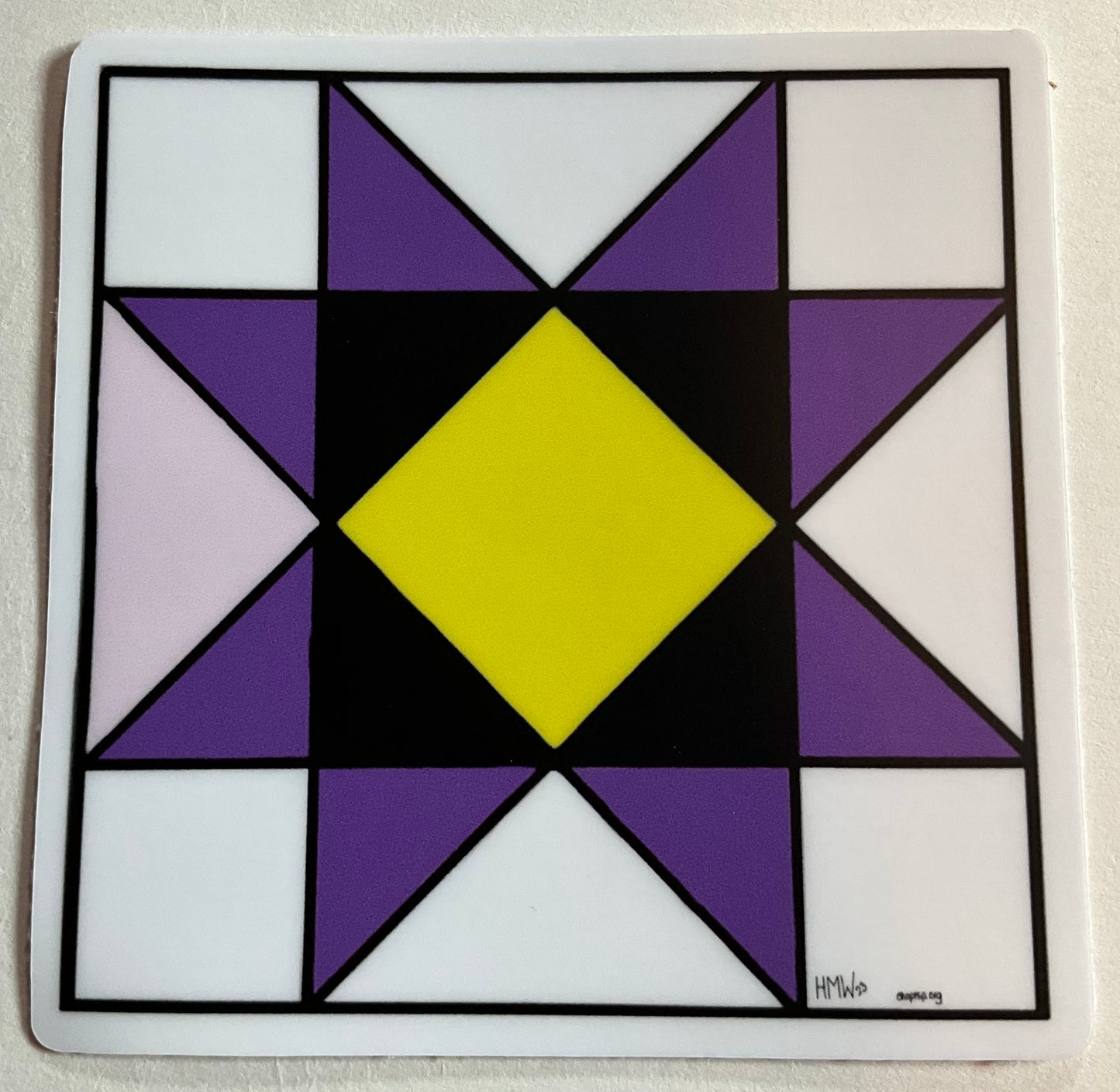 #011: Nonbinary Pride Flag Quilt Block, 3"x3" Thick Vinyl Sticker