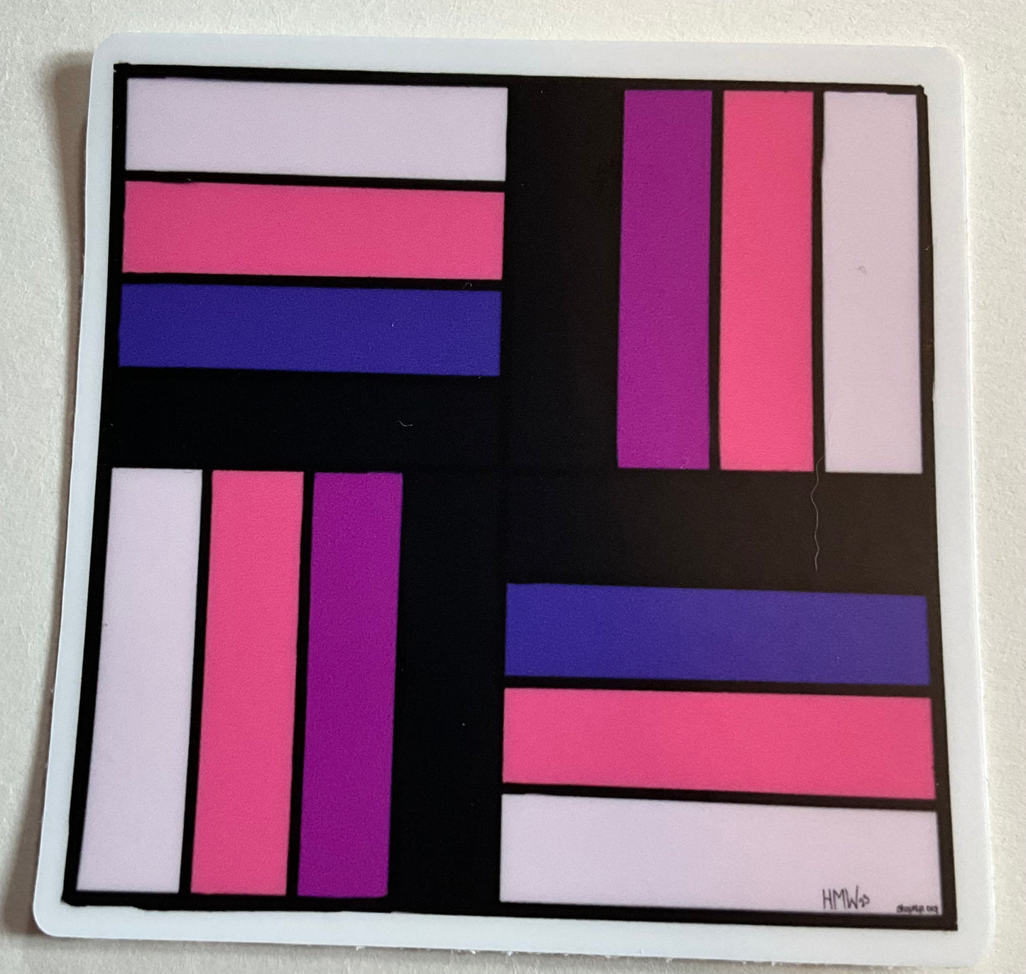 #013: Genderfluid Pride Flag Quilt Block, 3"x3" Thick Vinyl Sticker